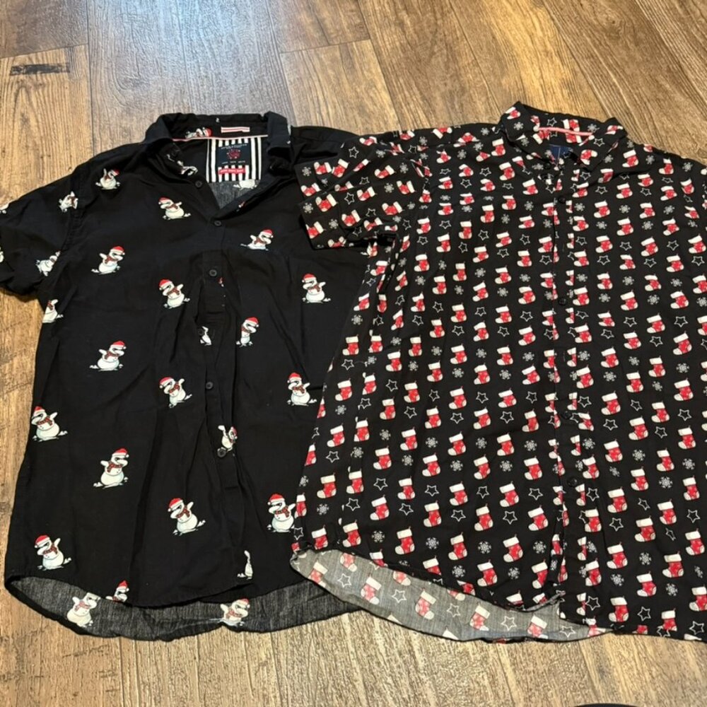 2 Pack Mens Christmas Button Shirts